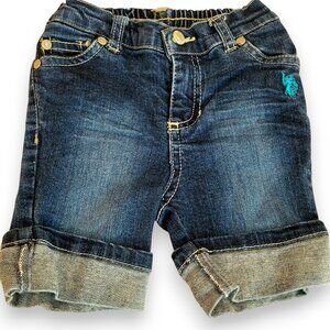 U.S. Polo Assn. Denim Boys Jean Shorts 24M Cuffed Toddler Zip Front Elastic Back